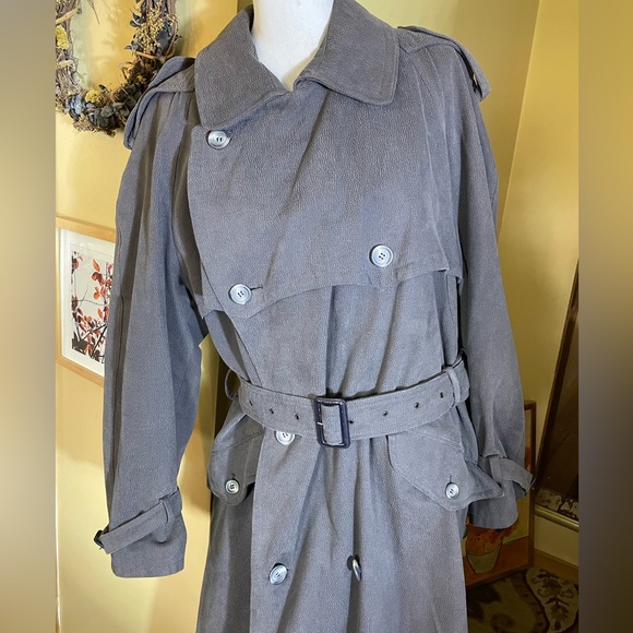 CERRUTI 1881 Paris Trenchcoat Man Size 48EU 52” Chest Gunmetal Gray Textured NWT - Picture 3 of 16